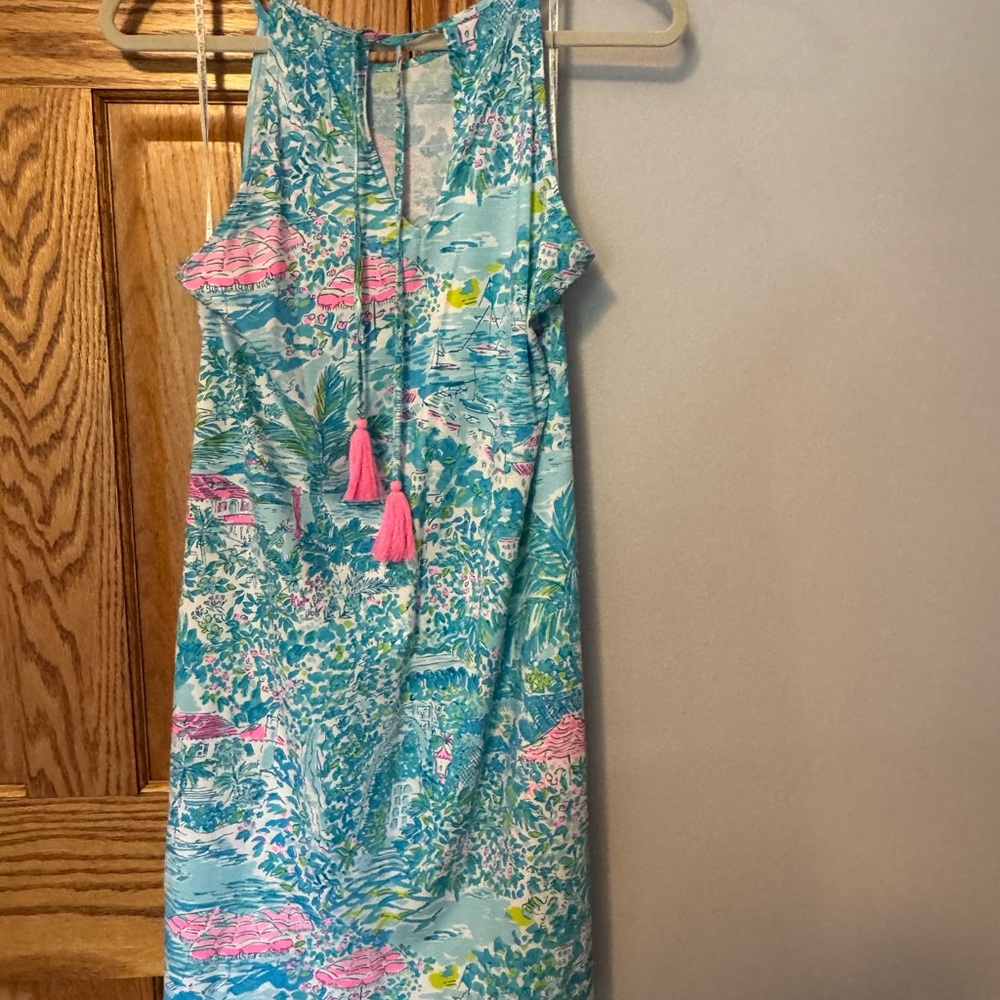 Lilly Pulitzer Margot Blue and Green Tropical Dress medium - Picture 2 of 3